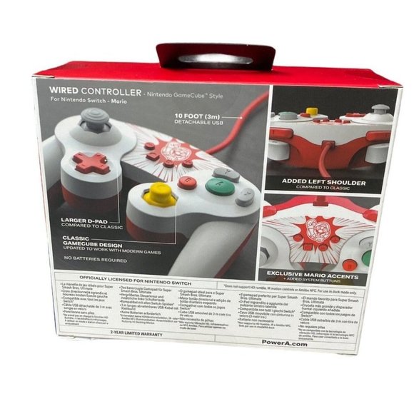 Super Mario Wired Nintendo Switch Controller Gamecube Layout Gray NEW Smash bros - Picture 3 of 7